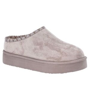 PAWZ Gray Suede Platform Slippers Moccasin Clog